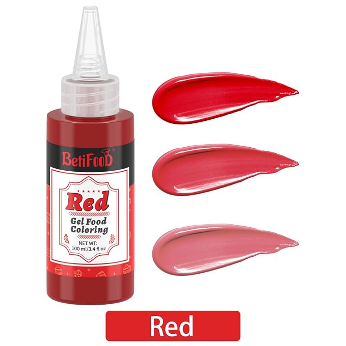 Gel Food Coloring - Betifood Red Natural Food Coloring for Cake Decorating, Food Grade Concentrated Gel Food Dye for Frosting, Easter Egg, Fondant, Cookies - Gel Food Color for Slime DIY Crafts - 3.4 Fl oz