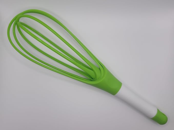 Twisk Whisk - Twisting Whisk - Folds flat 2-in-1 Balloon or Flat whisk 100% silicone construction Dish Washer Safe Balloon and Flat whisk in one package. Egg Beater for whisking eggs or baking.