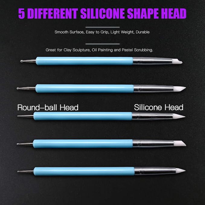 Swpeet 21Pcs Modeling Clay Sculpting Tools Kits, Handle Double-Sided Set, Dual-Ended Design Pottery Tools, Plastic Ball Rod Stylus Modeling Tools, Clay Roller, Clay Scarper for Modeling Clay