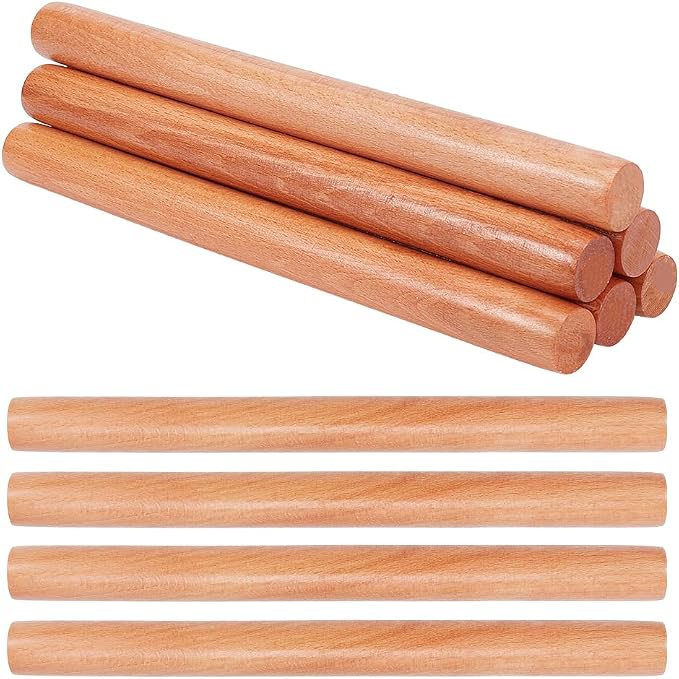 OLYCRAFT 10pcs Wood Rolling Pins 11.8 inch Clay Rolling Pins 1.1 inch Diameter Classic Wooden Rolling Pins Natural Wood Texture Rollers Wood Clay Roller for Clay Modeling Pottery Tools