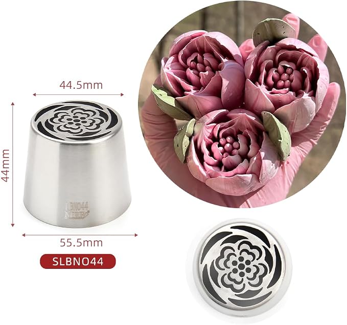 5 Pieces Stainless Steel Extra Large Russian Piping Tips Set,Flower Icing Nozzles with 1 Cleaning Brush for Making Marshmallows,Cupcakes Bouquet,Cream Baking Tools