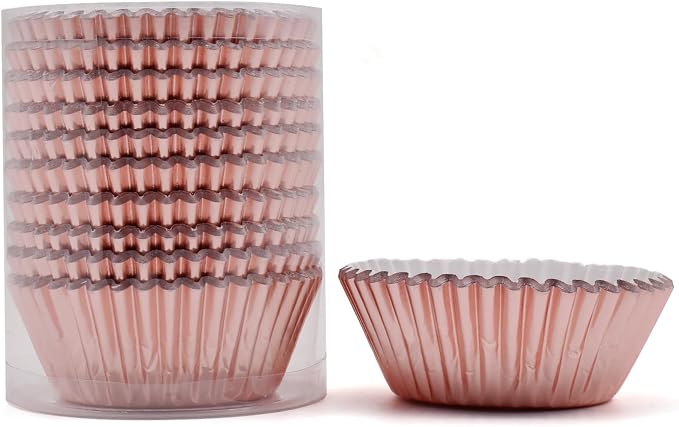 200 Pcs Rose Gold Foil Cupcake Liners Standard Baking Cups Muffin Paper Cases