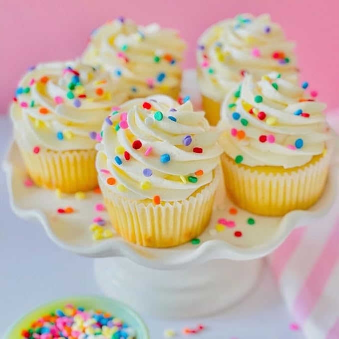 Rainbow Round Sprinkles, 16 ounce Birthday Confetti Edible Cake Decorations, Pastel Sprinkles Bulk for Baby Shower Cupcake, Cake Decorating, Ice Cream, Cookie, Baking Topping