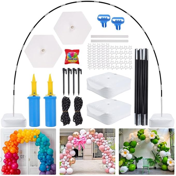 JOYYPOP Balloon Arch Kit, 10ft Wide & 9ft Tall Adjustable Balloon Arch Stand with Base Frame Garden Arbors for Graduation Wedding Birthday Baby Shower Party Supplies Decoration with 2 Handheld Pumps