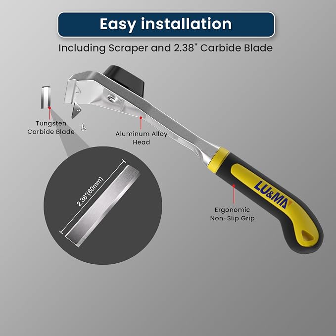 Heavy-Duty Paint Scraper Tool – 2.38-INCH Wide Tungsten Carbide Blade, Professional Grade Glue, Putty & Coating Remover with Comfort Non-Slip Ergonomic Handle