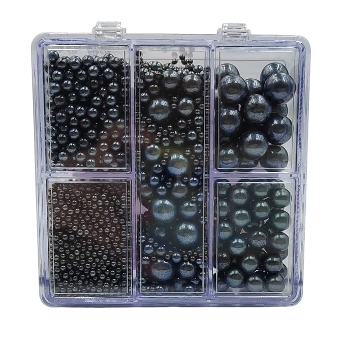 Black Pearl Sprinkles for Baking, 4 Sizes Mix Size, Edible Pearls for Cupcake Topper, Ice Cream, Cookie, Donuts, Cake Decorating (2mm, 4mm, 7mm, 10mm)