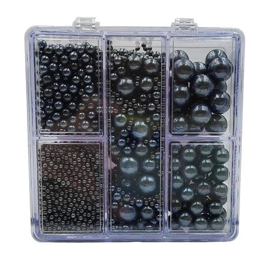 Black Pearl Sprinkles for Baking, 4 Sizes Mix Size, Edible Pearls for Cupcake Topper, Ice Cream, Cookie, Donuts, Cake Decorating (2mm, 4mm, 7mm, 10mm)