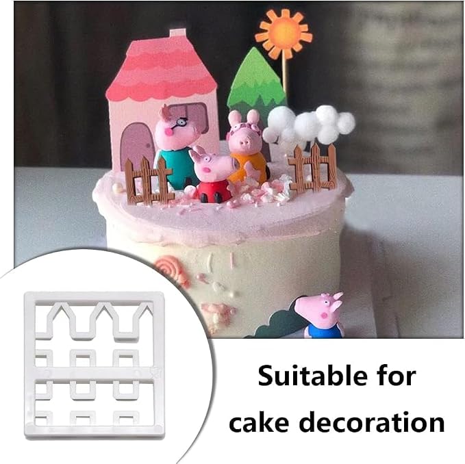 4 Pcs Plastic Fence Fondant Molds Cookie Cutter Mold Fondant Cake Cutting Molds for Baking Room Coffee Shop Cookie DIY Cake Border Decoration Baking Tools and Accessories, Bakeware（White）