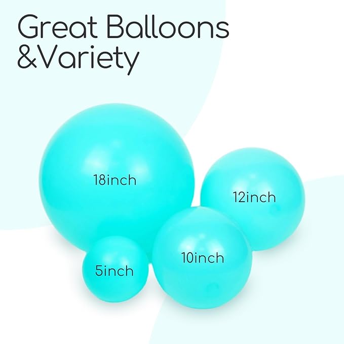 120pcs Teal Balloons, 18 12 10 5 inch Turquoise Balloons Different Sizes Teal Balloon Arch Kit for Wedding Baby Shower Graduation Birthday Party Decorations