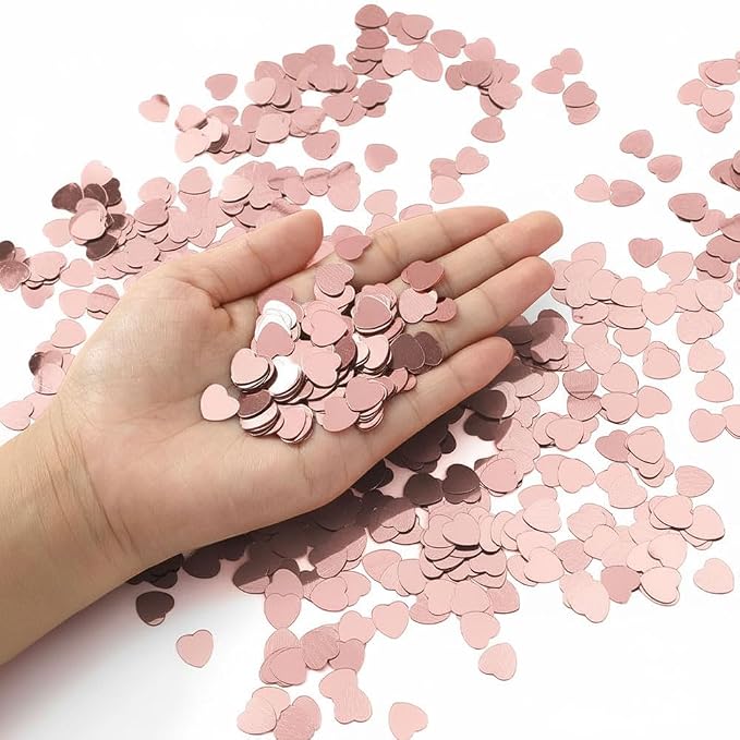 Heart Confetti, Valentines Day Heart Glitter Confetti Decorations, 50g Rose Gold Metallic Foil Sequins Sprinkles Table Decorations for Valentine's Day Wedding Home Birthday Anniversary Party Supplies