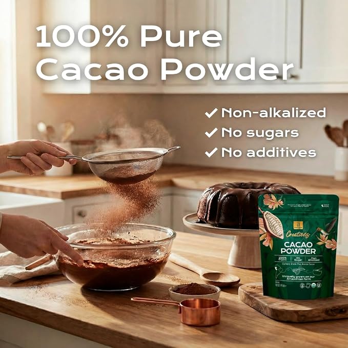 U Chocolate Organic Cacao Powder, Unsweetened & Unalkalized – Fresh from our Farm – Vegan, Allergen-Free, Single-Origin for Baking & Smoothies – 16 oz