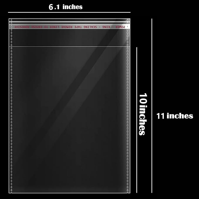 DTmasao 6x10 Inches 100 Pcs Self Sealing Cellophane Bags Clear Cookie Bags Resealable Cellophane Bag for Packaging Gifts,Cookies,Favors,Products,Candy for Packaging 100 Pieces 6"x10"