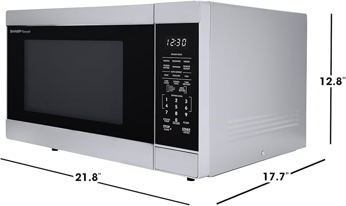 SHARP Countertop Microwave Oven with Removable 13.6" Carousel Turntable, 1100 Watt, 1.6 Cubic Feet, Stainless Steel