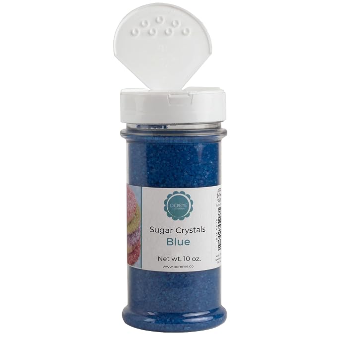O’Creme Sugar Crystals - Coarse Sugar for Cookie Decorating - Eye-Catching Sugar Crystals – Coarse Sugar for Unique Cake Toppings, Cupcakes and Cookies – Ideal Decoration Solution - 10 Ounce Blue