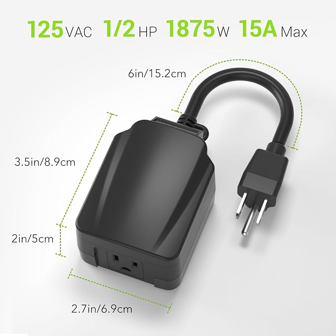 BN-LINK 24 Hour Heavy Duty Mechanical Timer, Outdoor Timer Outlet Waterproof with 30 Minutes Intervals, 1 Grounded Outlets for Christmas Lights Pool Pump,15A 1/2HP, ETL Listed（2 Pack）
