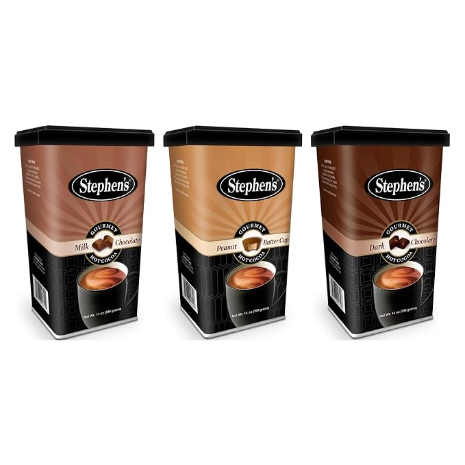 Stephen’s Gourmet Hot Cocoa Variety Pack, Peanut Butter Cup, Milk Chocolate and Dark Chocolate Hot Chocolate Drink for Cozy Winter Beverages, 14 Ounce (Variety Pack)