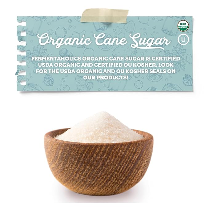 Fermentaholics Organic Cane Sugar | OU Kosher | Natural Sweetener for Cooking, Fermentation, Beverages, & More | Non GMO & Gluten Free | No Additives