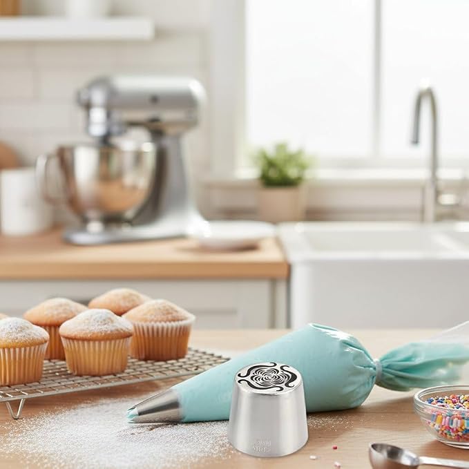 Extra Large Russian Piping Tip - Stainless Steel Floral Icing Nozzle for Cake Decorating Frosting Cream Flower DIY Cookies Cupcakes