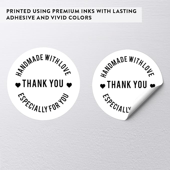 Andaz Press Round Small Business Sticker Labels, 120-Pack, Thank You, Handmade with Love, Especially for You, Handmade Stickers for Packaging, Product Labels for Small Business,