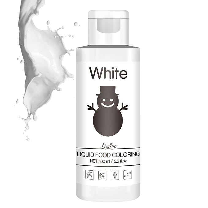Food Coloring - Vivid Food Coloring for Baking, Cake Decorating, Cookie, Fondant, Macaron - Liquid Tasteless Food Color Dye for Airbrush, DIY Slime Making and Crafts - 6 fl.oz / 160ml (White)