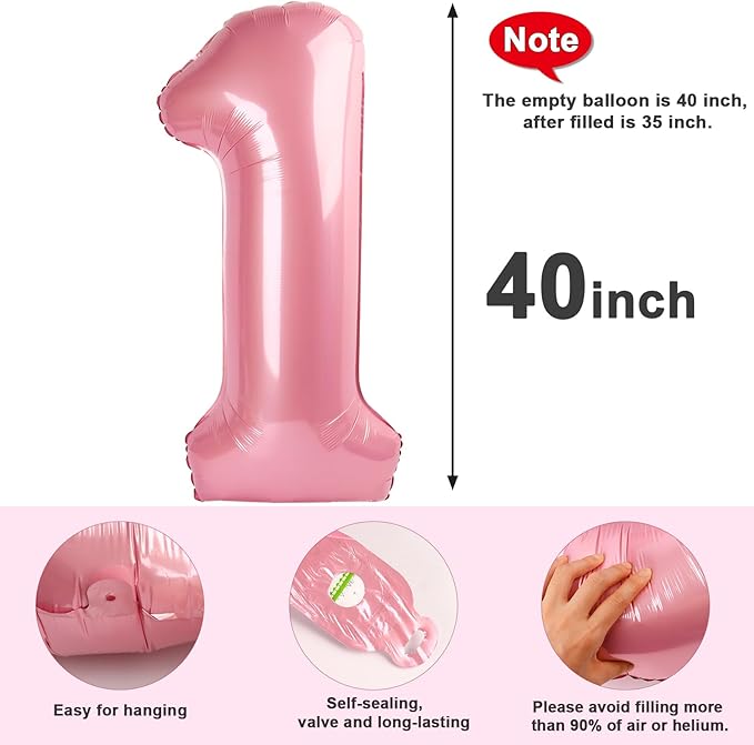 Balloon Numbers 40Inch, Pastel Pink Number 19 Balloons Birthday Decoration for Men & Women, Foil Pastel Pink Party Decorations for Birthday Wedding Engagement Memroial Day's