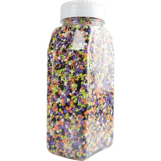 Cake Mate Halloween Trick or Treat Confetti Sprinkles - Black, Orange, Green, White, and Purple Sprinkle Blend, 26oz Bottle with Easy Pour Lid