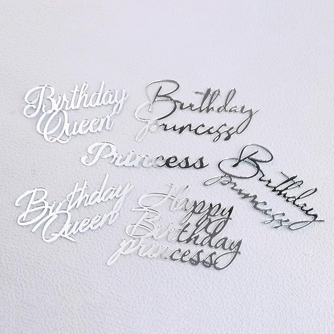 14pcs Happy Birthday Cake Toppers for Women Princess Queen - Acrylic Cupcake Decor Side Decoration Kit - Girl Party Supplies