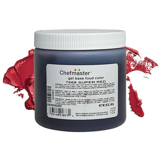 Chefmaster Super Red Gel Food Coloring | Vibrant Color | Professional-Grade Dye for Icing, Frosting, Fondant | Baking & Decorating | Fade-Resistant | Easy-to-Use | Made in USA | 20 oz