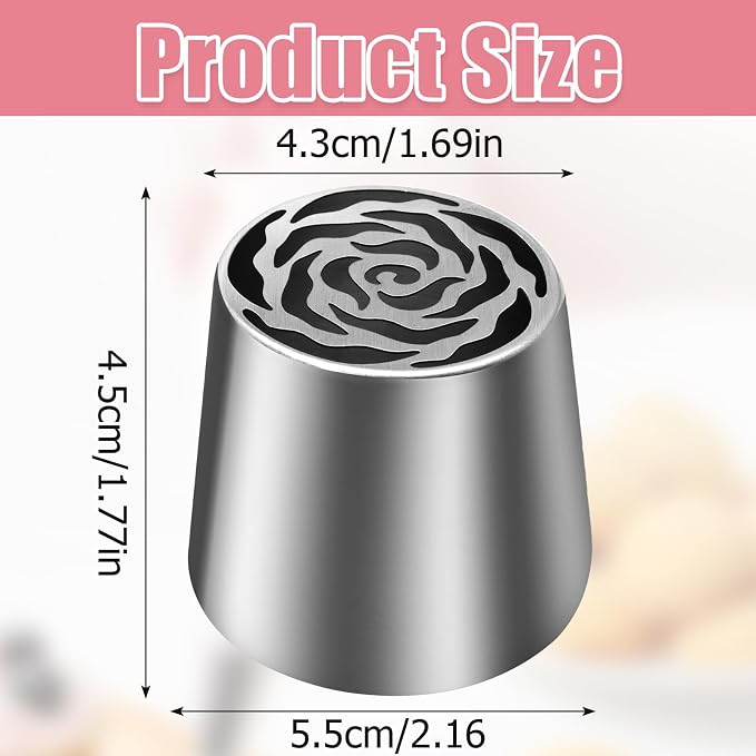 Jiozermi Extra Large Russian Piping Tip, Stainless Steel Flower Frosting Tip Icing Nozzle Floral Icing Nozzle for Birthday Cake Cupcake Decorating Frosting, Cream Baking Cookie DIY, SL48