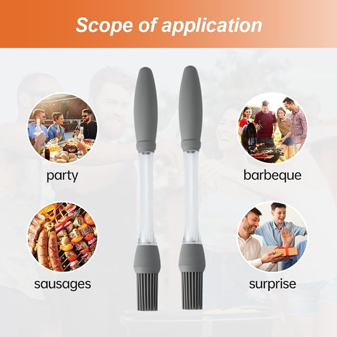 2PCS Silicone Oil Brush Basting Pastry Brush for Grilling BBQ Baking,2025 Silicone Oil Brush Basting Brush for Cooking,Pastry Brushes for Baking Cooking Kitchen Gadget Home Outdoor Use (3PC)