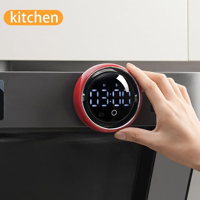 Magnetic Kitchen Timer - Smart Voice Activated Countdown Device | Digital Rotary Knob Magnet Timer | for Adults Chefs Student Study Fitness Baking Learning Teaching
