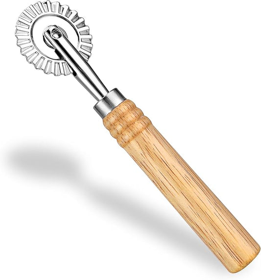 Bewudy Pastry Cutter Wheel, Professional Pasta Maker Cutter Wheel with Roller, Zinc Alloy Dumpling Lace Dough Noodle Ravioli Pizza Making Cutter for Kitchen