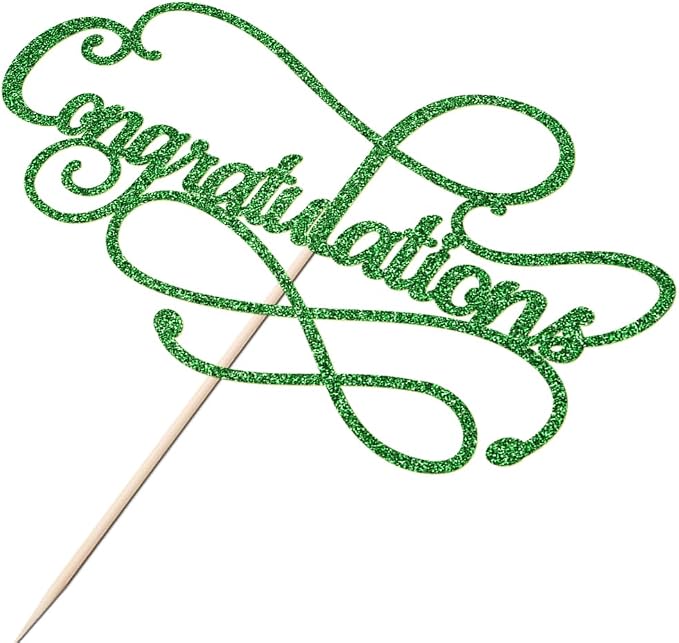 Congratulations Cake Topper,Congratulations 2025 Graduation Cake Topper,Graduation, Wedding, Retirement, Birthday, Anniversary, Celebration Party Decorations Supplies (Green)
