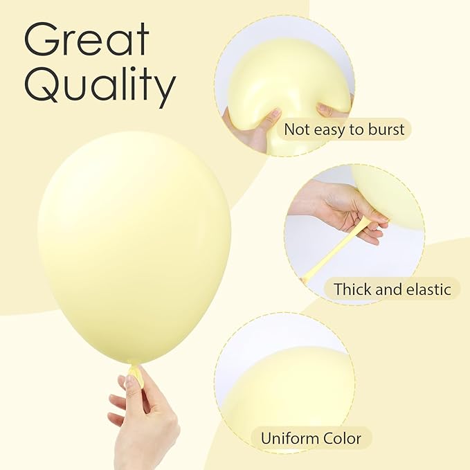 120pcs Pastel Yellow Balloons Different Sizes 18 12 10 5 inch Light Yellow Balloon Arch Kit for Gender Reveal Baby Shower Birthday Party Decorations