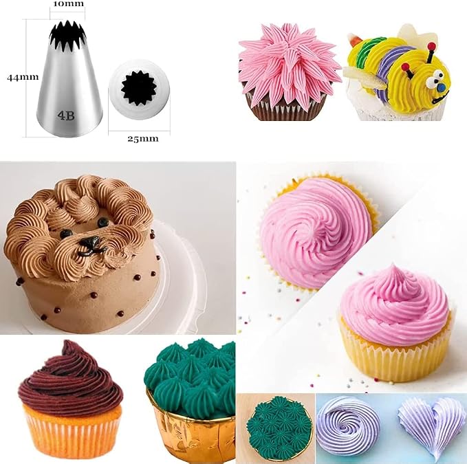 Large Piping Tips for Rose Flower Macaron Meringue Cookie Deviled Eggs Cake Cupcake Decorating,1A 1M 2A 2D 4B Frosting Tip Set,5 Pcs