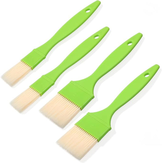 4pcs Pastry Brush Set, 1/1/2/2 inch Natural Bristle Basting Pastry Paint Brush with Hang Hole Design Premium BBQ Heat Resistant Brushes for Cooking Baking Brushes Oil Grilling Marinade
