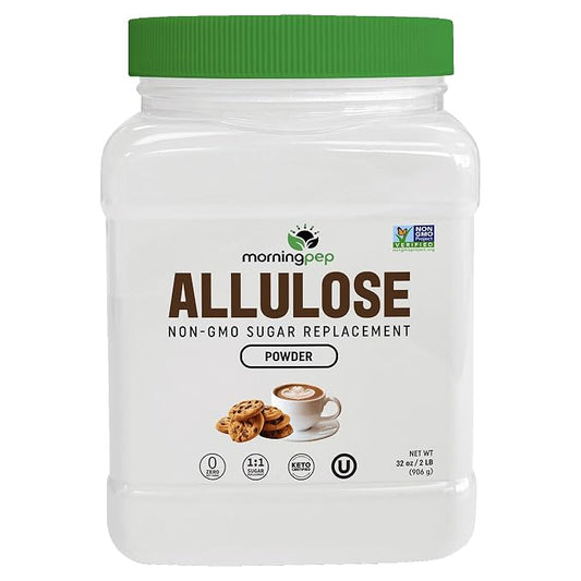 Morning Pep Allulose Sweetener 2 lb – Zero Calorie Sugar Alternative, 100% Pure, No Erythritol, Non-GMO Project Verified, Keto Certified, OU Kosher, No Fillers, Ideal for Baking and Beverages