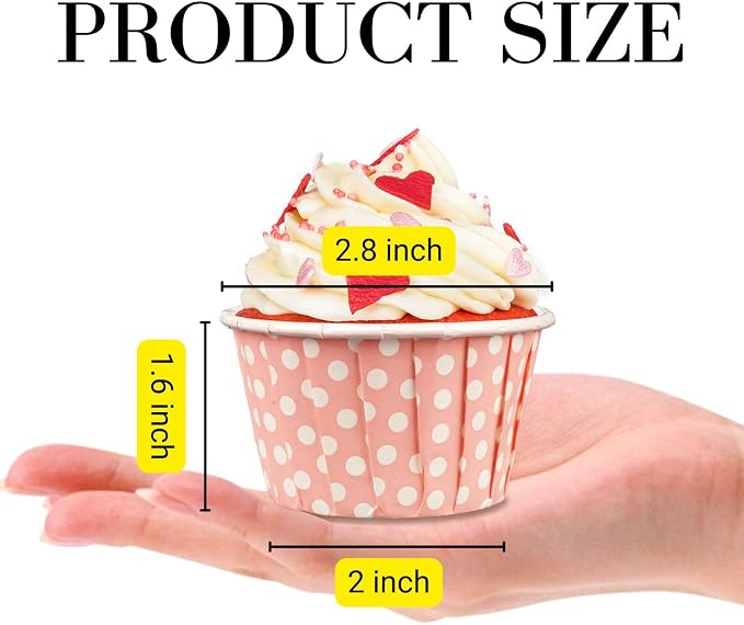Cupcake Liners 50 Pack, Miliocry 3.5oz Mini Cupcake Cups for Baking, Disposable Paper Baking Cups Cake Containers Muffin Liners Wrappers Holders for Wedding Birthday Party Pink