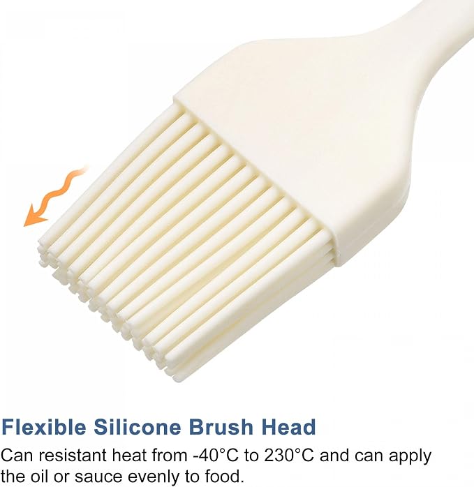 uxcell Basting Pastry Brush, 8” Silicone Flexible Brushes for Baking, Cooking, Grilling, White, 3Pcs