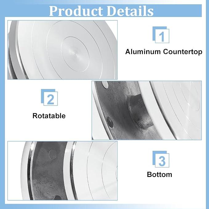 BENECREAT 5.9 Inch Aluminium Alloy Rotated Turntable Sculpting Pottery Wheel, Rotary Wheel Polymer Clay Tools for Craft Display Stand, Pottery Turntable DIY Baking Cake