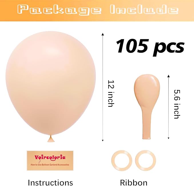 Voircoloria 105pcs Blush Balloons 12inch Party Latex Balloons for Boys Girls Birthday Baby Shower Gender Reveal Wedding Sunflower Party Decorations