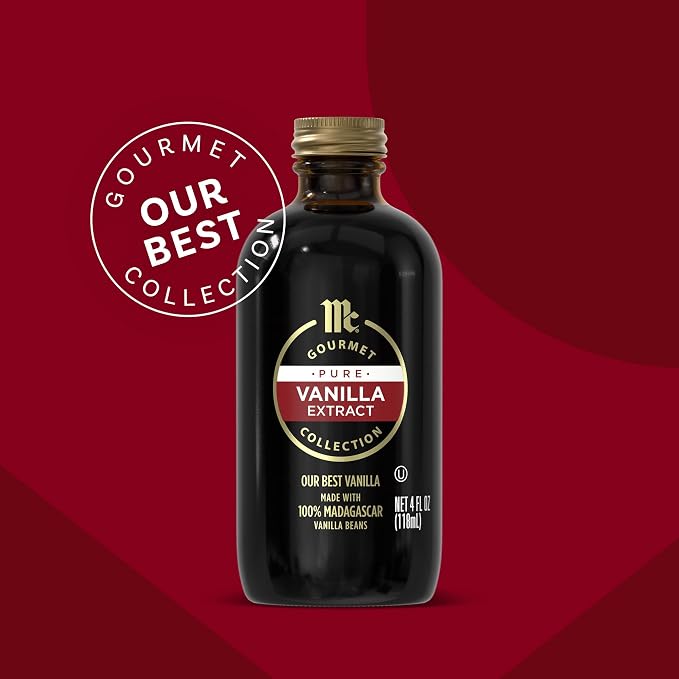 McCormick Gourmet Collection Vanilla Extract, Pure, Our Best Herbs & Spices, Crafted in Small Batches with 100% Madagascar Vanilla Beans, Elevates Cookies, Pancakes, Waffles, Coffee, Sauces, Glazes, and More, 4 fl oz