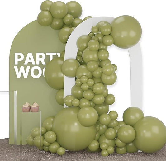 PartyWoo Sage Green Balloons 100pcs Different Sizes of 36 18 12 10 5 Inch Olive Boho Green Latex Balloon Arch Kit for Wedding Birthday Dinosaur Jungle Golf Football Theme Party Decorations Green-F11