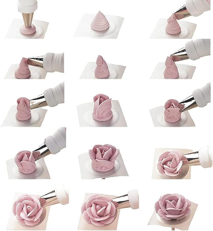 Rose Piping Tips,Petal Ruffle Decorating Tips Set Flower Pastry Tips Icing Frosting Tips Baking Tools Stainless Steel Cake Decorating Kit for Cake Cupcakes DIY Icing Nozzle Tool