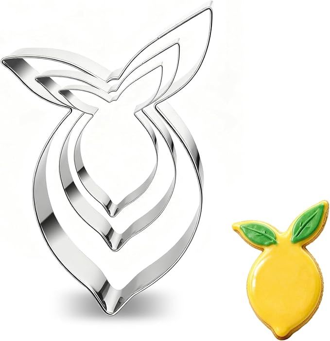3 Piece Lemon Cookie Cutters- 3.77",3",2" Fruit Cookie Cutters Shapes, Stainless Steel Funny Cookies Baking Cutter for Biscuit Dough Fondant