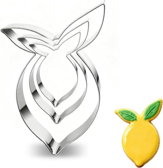 3 Piece Lemon Cookie Cutters- 3.77",3",2" Fruit Cookie Cutters Shapes, Stainless Steel Funny Cookies Baking Cutter for Biscuit Dough Fondant