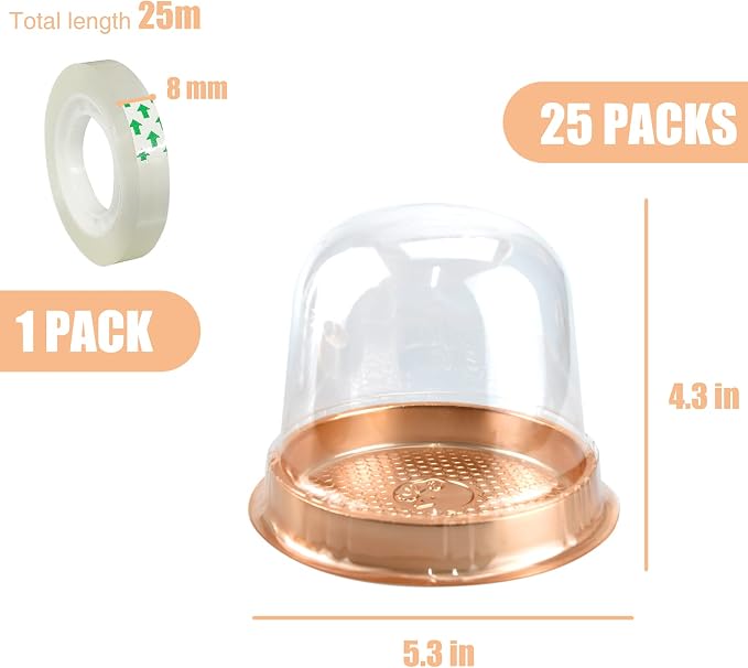 Clear Plastic Cupcake Container,25 PC Diameter 5.3 in Height 4.2 in Muffin Pod Dome Disposable Individual Box Single Holders With Lid for Wedding Birthday Christmas Halloween