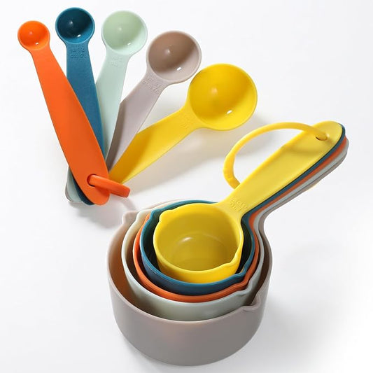 10Pcs Measuring Cups and Spoons Set Plastic Multicolor Measuring Cup and Spoon, 5 Cups & 5 Spoons Set Kitchen Cup and Spoon Essentials Gadgets for Cooking & Baking Color