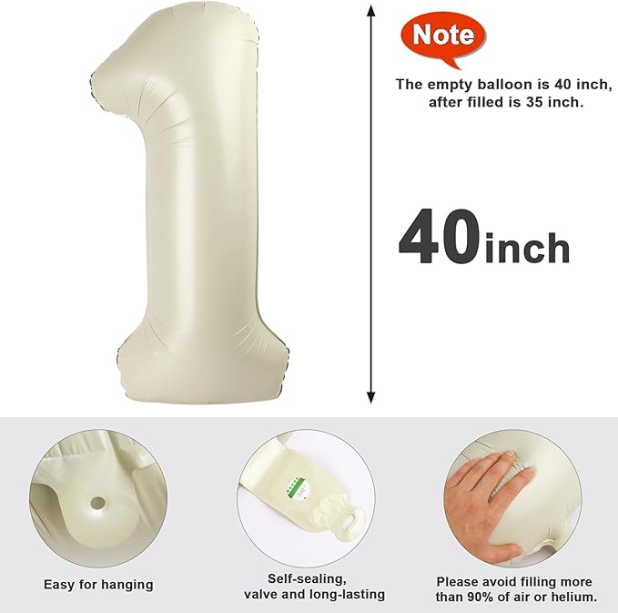 Balloons Number 26 Cream, Foil Happy 26th Birthday Balloon for Men & Women,40 Inch Large Balloons for 2 6 26 62 2026 Wedding Marriage Proposal Engagement Decorations