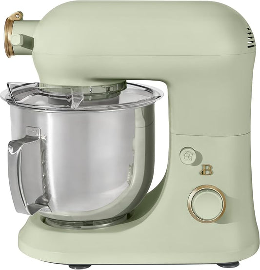 6 Quart Stand Mixer, 600W Tilt-Head Electric Kitchen Mixer with 12 Speeds, Stainless Steel Bowl, Dough Hook, Whisk & Beater, Multifunction Food Mixer (Sage Green)